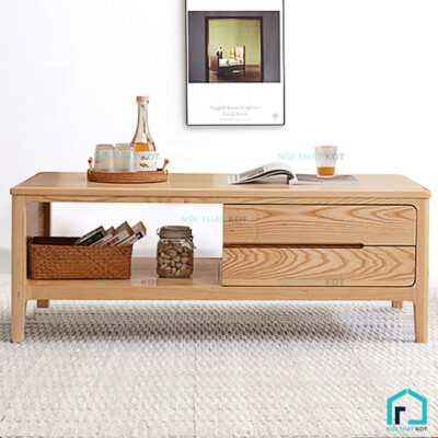 Bàn gỗ sồi ngăn kéo 2 tầng