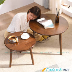 Bàn trà đôi tròn mặt gỗ công nghiệp B03