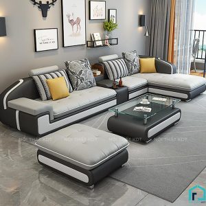 Sofa góc bọc nỉ hiện đại cho phòng khách rộng và vừa S28 (15)