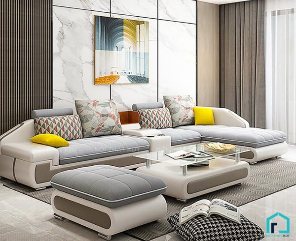Sofa góc bọc nỉ hiện đại cho phòng khách rộng và vừa S28 (2)