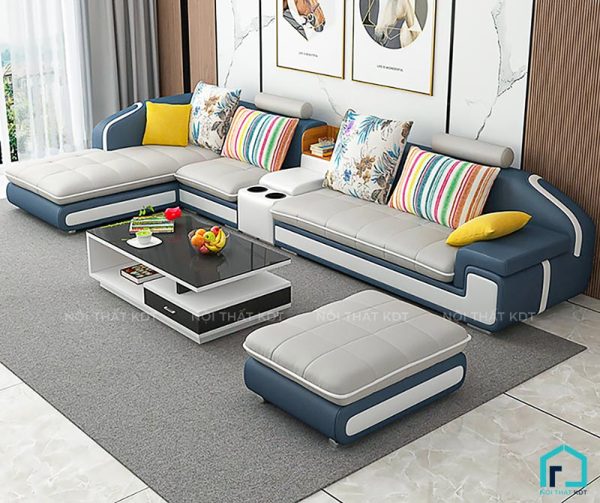 Sofa góc bọc nỉ hiện đại cho phòng khách rộng và vừa S28 (8)