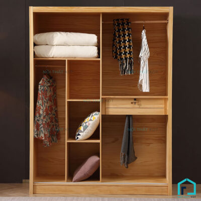 Tủ quần áo gỗ sồi cửa trượt
