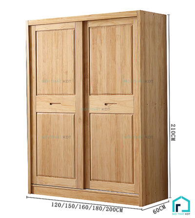 Tủ quần áo gỗ sồi cửa trượt