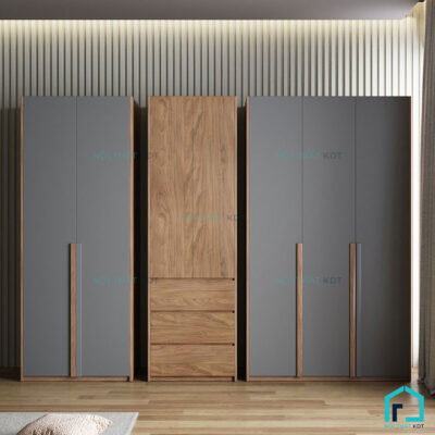 Tủ quần áo màu đen và vân gỗ