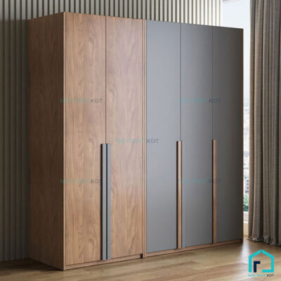 Tủ quần áo màu đen và vân gỗ