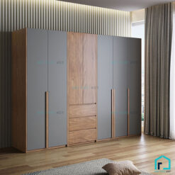 Tủ quần áo màu đen và vân gỗ