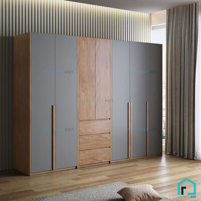 Tủ quần áo màu đen và vân gỗ