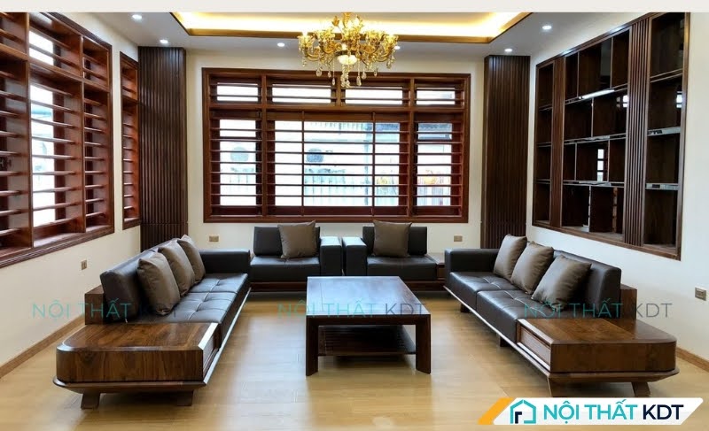 Sofa chữ U gỗ tự nhiên, lựa chọn hoàn hảo cho không gian đẳng cấp