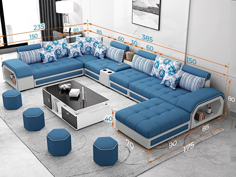 Sofa chữ U phù hợp cho không gian từ trung bình đến lớn