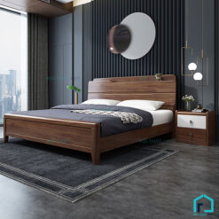 Giường ngủ gỗ đầu giường có khay đồ