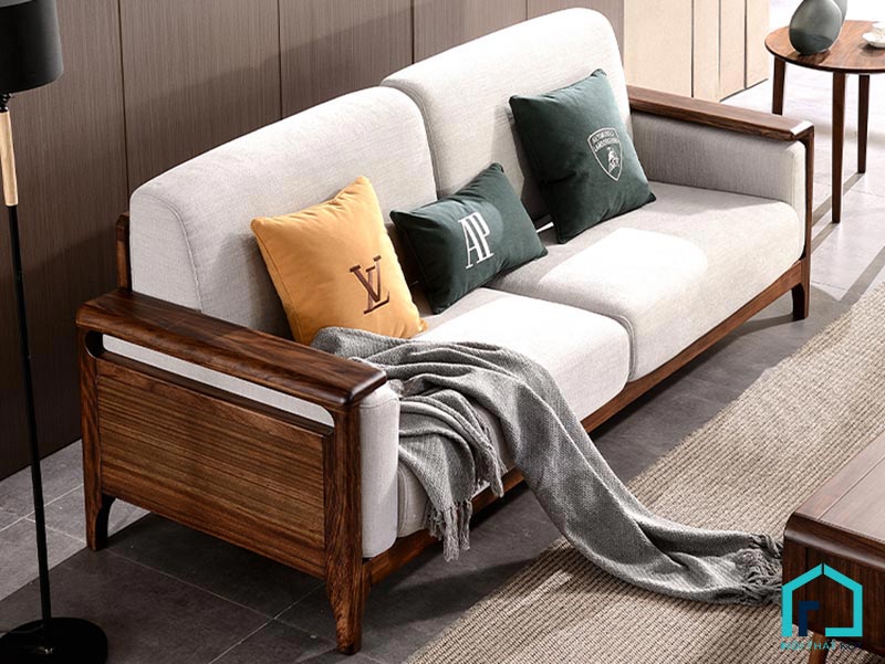 Sofa bằng gỗ sồi, đệm nỉ
