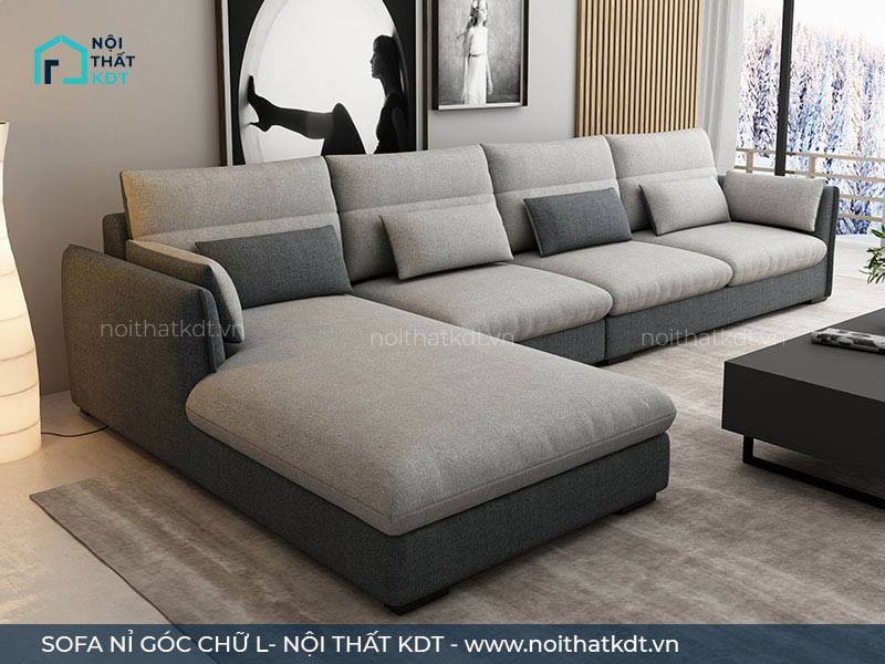 Sofa chung cư bọc nỉ góc L