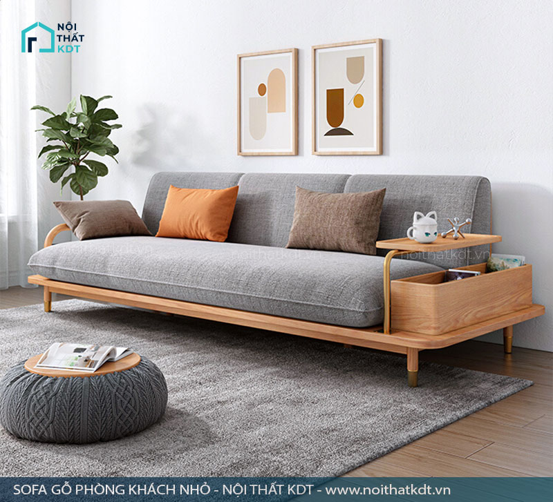Sofa gỗ đệm nỉ hiện đại