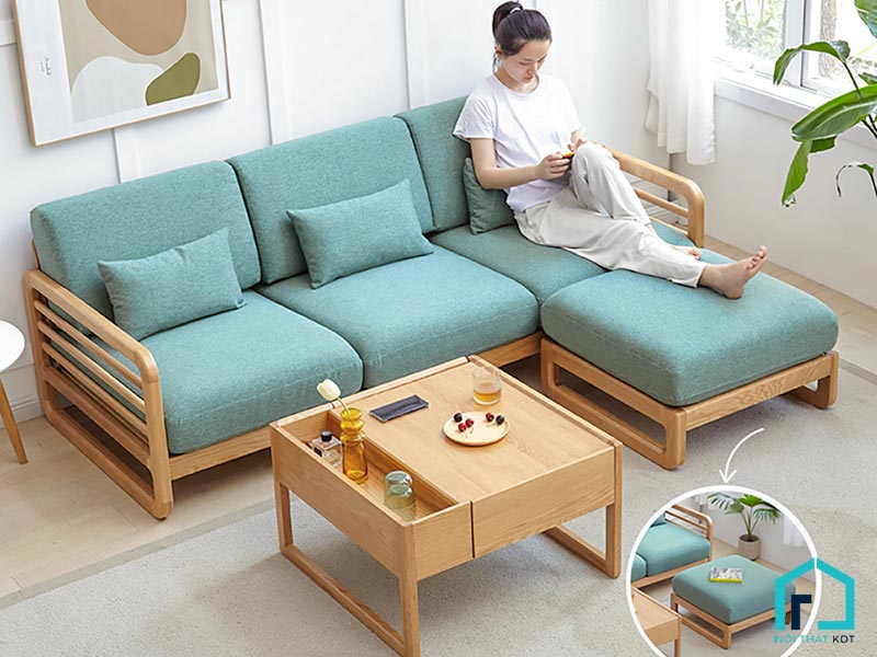 Sofa gỗ sồi nhỏ gọn đơn giản
