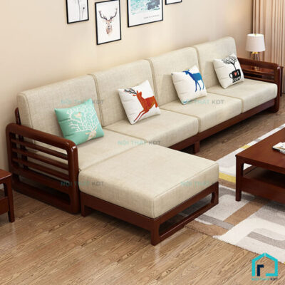Sofa gỗ tay tròn