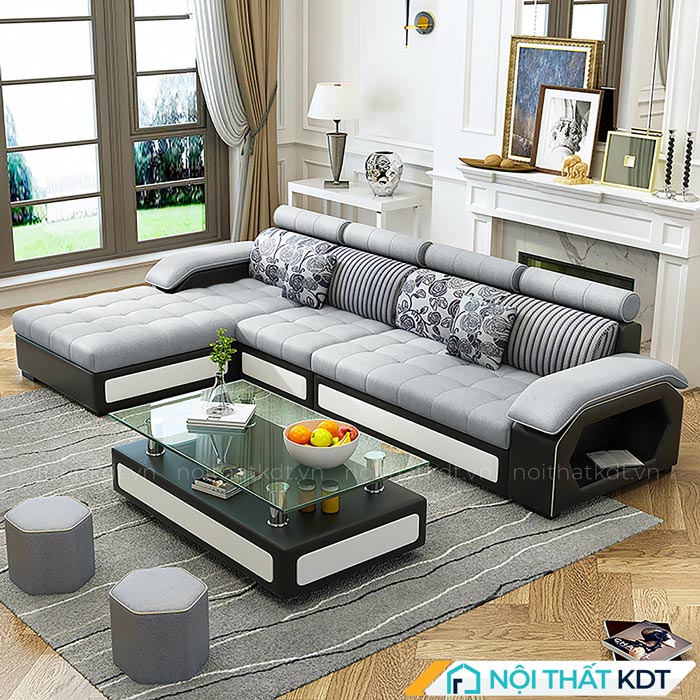 sofa góc L bọc nỉ hiện đại S29 - Nội thất KDT