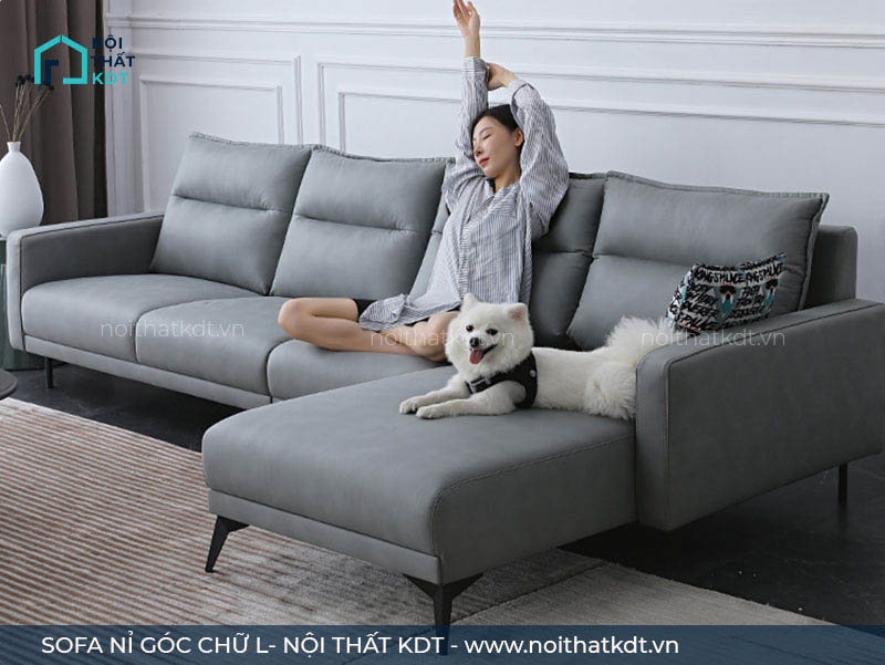 Sofa góc chữ L góc nỉ mịn