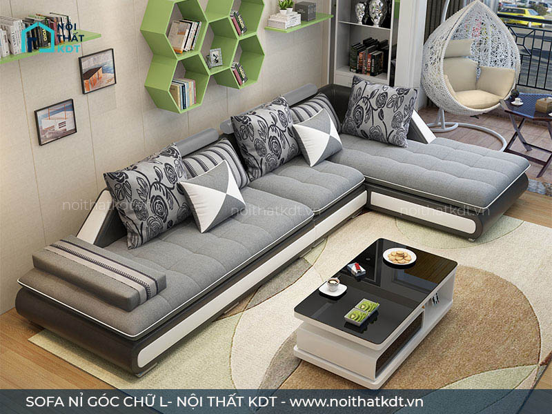 Sofa hiện đại bọc nỉ dạng góc L