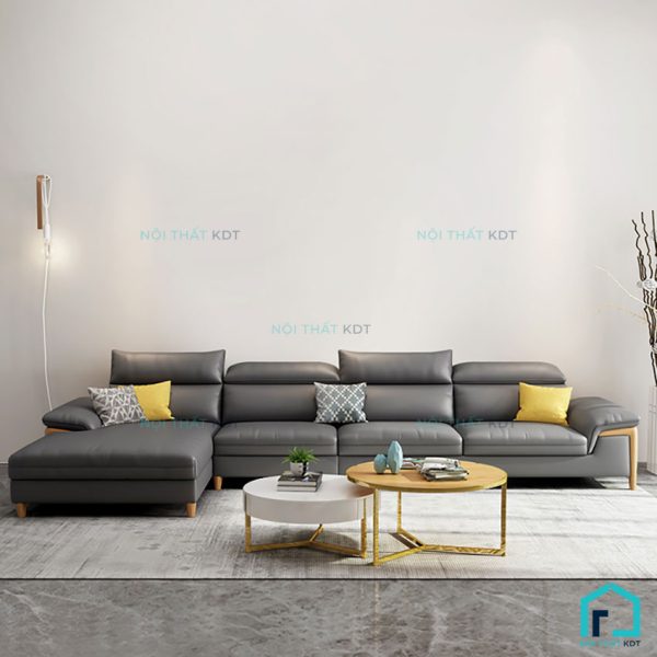 Sofa nỉ chân gỗ cách điệu