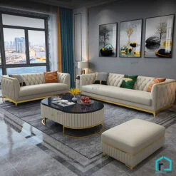 Sofa tân cổ điển viền vàng