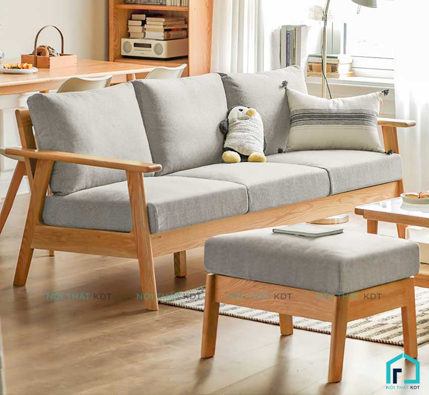 Bộ sofa gỗ sồi kiểu tối giản S176 • Nội Thất KDT