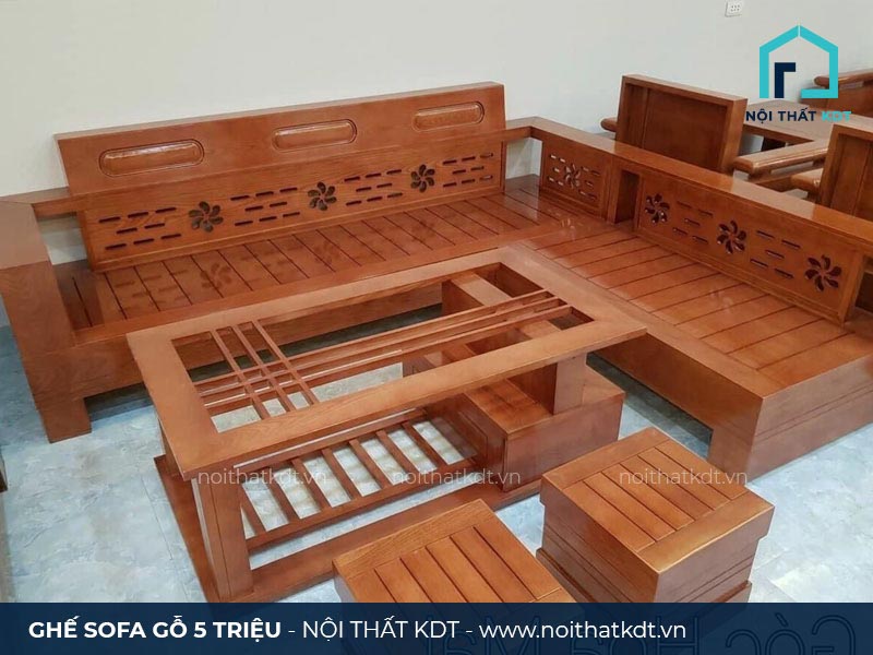 Bộ ghế sofa 1 văng 1 bàn nhỏ gọn gỗ sồi Nga SG52 ⋆ Nội thất Dung Thủy