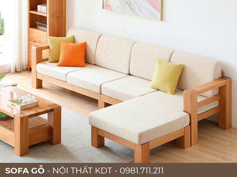 sofa gỗ chữ l cho phòng khách nhỏ