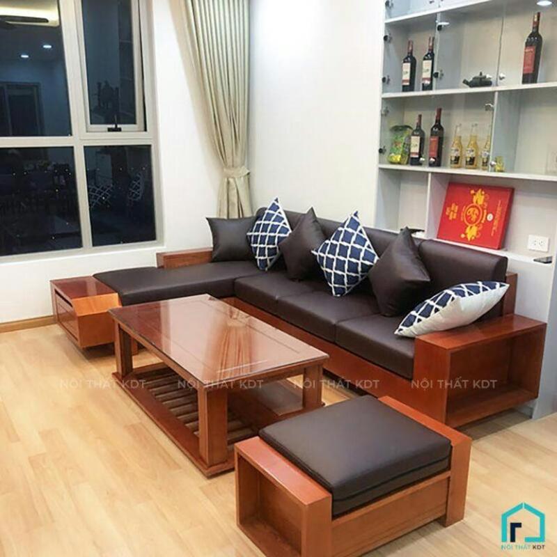 sofa gỗ chữ l cho chung cư