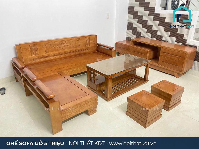 Bộ ghế sofa gỗ giá 5 triệu cả bàn