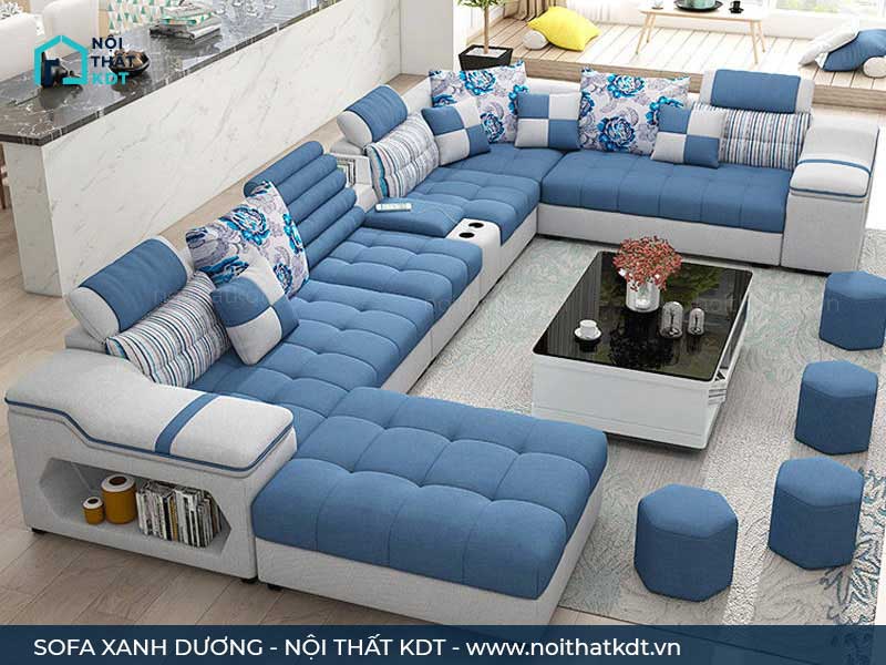 Bộ ghế sofa màu xanh dương
