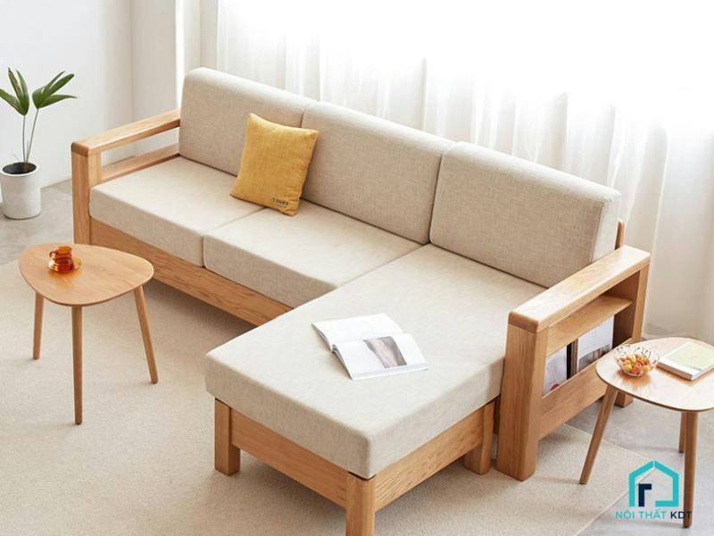 sofa gỗ chữ l cho phòng khách nhỏ
