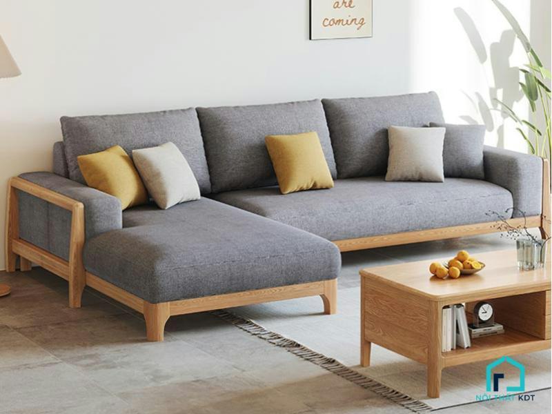 sofa gỗ chữ L hiện đại