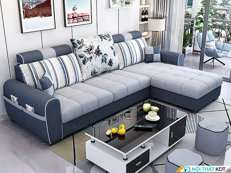 Mẫu sofa nỉ chữ L cỡ lớn S37 của Nội thất KDT