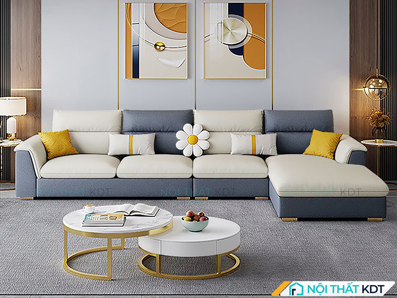 Mẫu sofa nỉ chữ L cỡ lớn S403 của Nội thất KDT