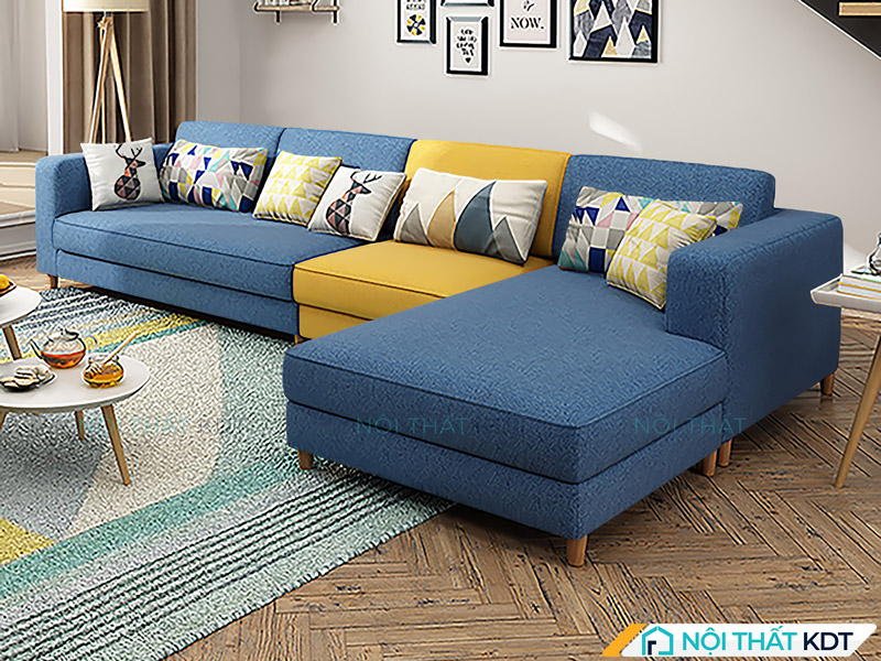 Mẫu sofa nỉ chữ L cỡ lớn S438 của Nội thất KDT