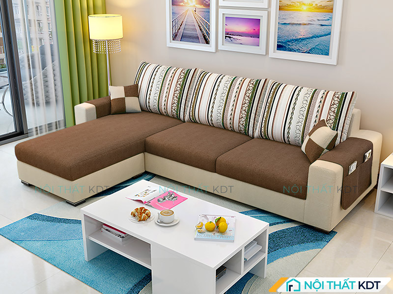 Mẫu sofa nỉ chữ L S23 của Nội thất KDT