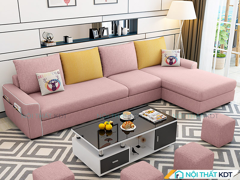 Mẫu sofa nỉ chữ L S23A4 của Nội thất KDT