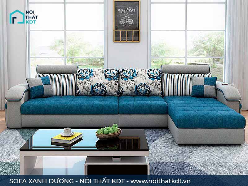 Sofa đệm màu xanh