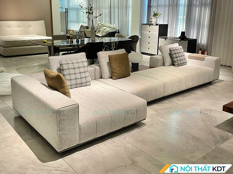 Sofa nỉ chữ L linh hoạt, dễ điều chỉnh bố cục, phù hợp nhiều không gian sống hiện đại và tiện nghi