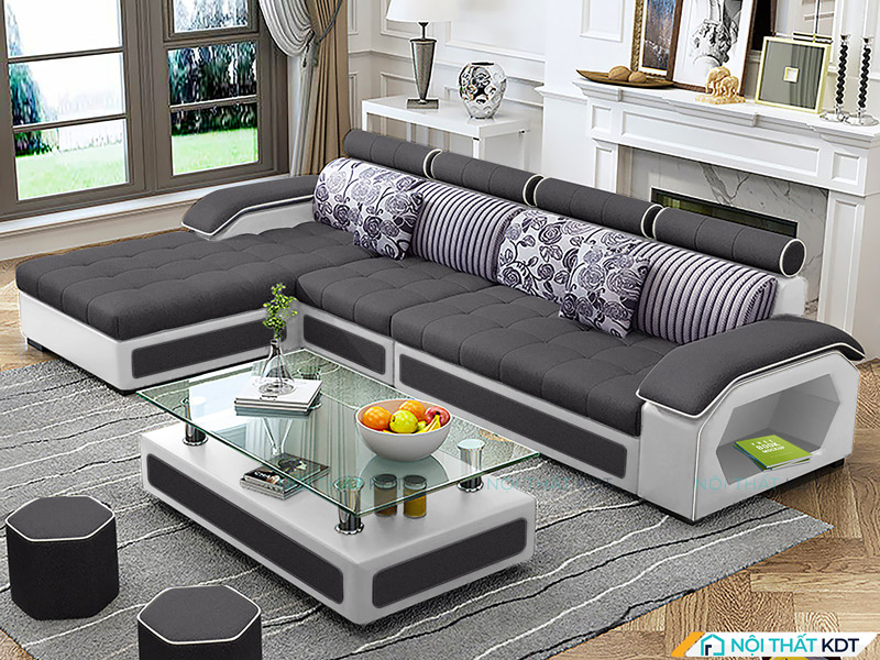 Sofa nỉ chữ L S29 thiết kế bề thế là điểm nhấn hoàn hảo cho phòng khách nhà phố, biệt thự hay căn hộ cao cấp