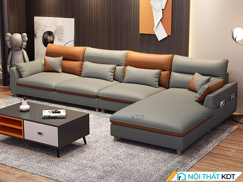 Sự đầu tư tinh tế trong từng chi tiết giúp mẫu sofa nỉ L S406 tôn lên đẳng cấp cho không gian sống