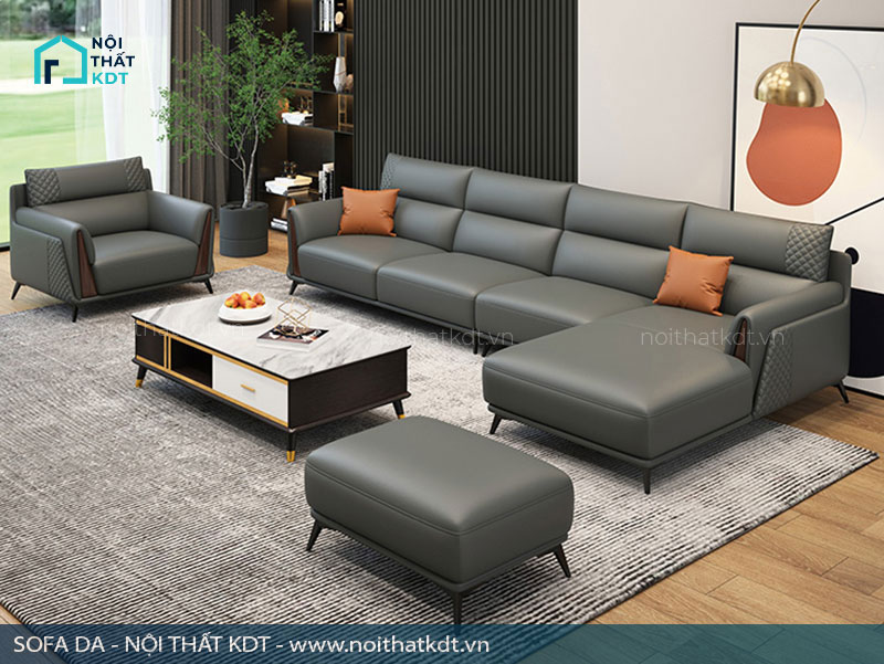 Sofa da có họa tiết gỗ trang trí