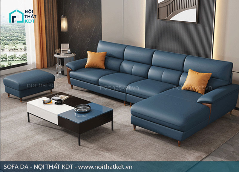 Sofa màu xanh bọc da đẹp