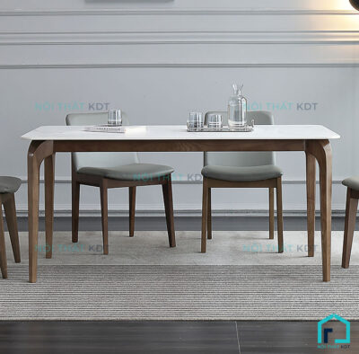 Bàn ghế ăn gỗ sồi bọc nỉ BA03-2