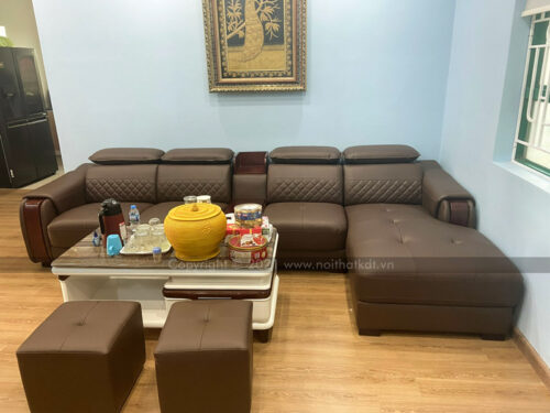Bộ ghế sofa phòng khách da góc sang trọng S223 photo review