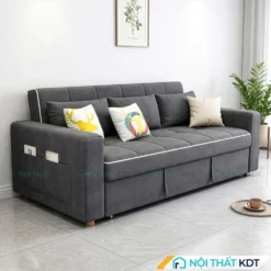 Sofa bed bọc nỉ dáng đơn giản SG17 màu ghi tối