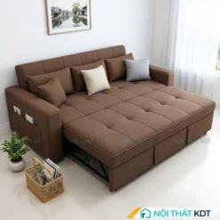 Sofa bed bọc nỉ dáng đơn giản SG17 màu nâu
