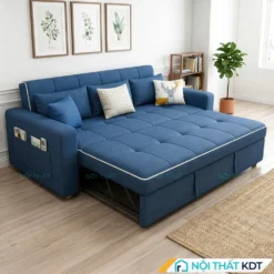 Sofa bed bọc nỉ dáng đơn giản SG17 màu xanh lam