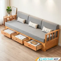 Sofa giường có ngăn kéo SG35 màu ghi xám