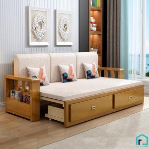 Sofa giường dạng văng gỗ có ngăn kéo S22 (5)
